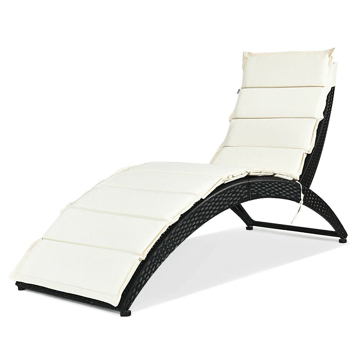 Folding Patio Rattan Lounge Cushioned Portable Chair by DirectDeals