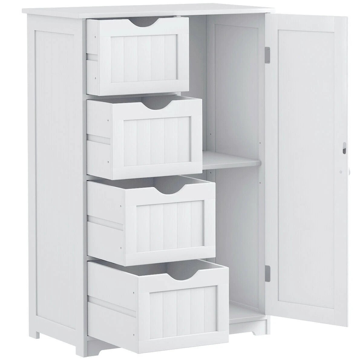 Standing Indoor Wooden Cabinet with 4 Drawers-White by DirectDeals